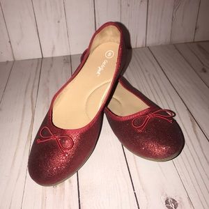 Cat and Jack Red Sparkle Ballet Flats Size 4